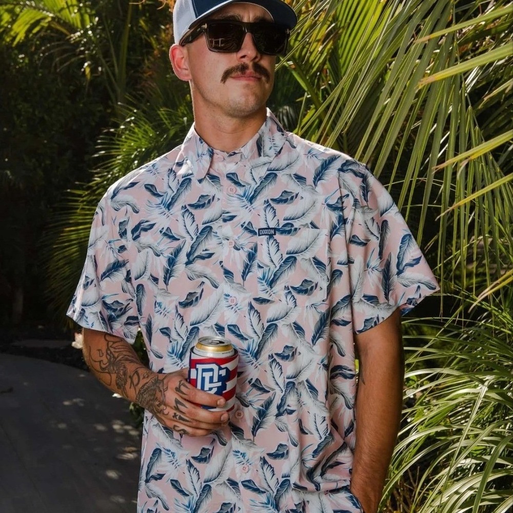 Dixxon Flannel Co Barbuda Tropical Palm Leaf Party Shirt! Boho Aloha streetwear